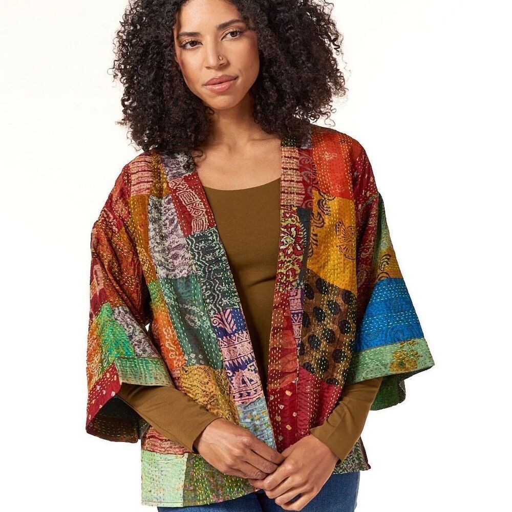 Aratta Multicolor Patchwork Kimono Jacket